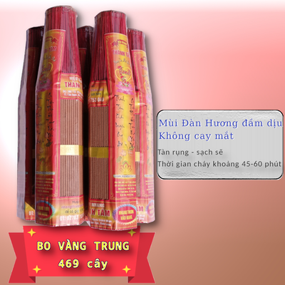 Nhang Thơm 4 Tấc Bo Vàng Trung 469 Cây – Thơm Đầm, Cháy Đều
