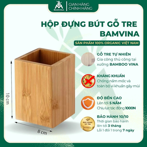 Hộp Đựng Bút Để Bàn BAMVINA Gỗ Tre