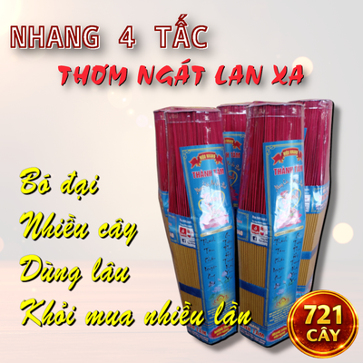 Nhang Thơm 4 Tấc Nhãn Xanh Đại 721 Cây – Thơm Đượm, Cháy Đều